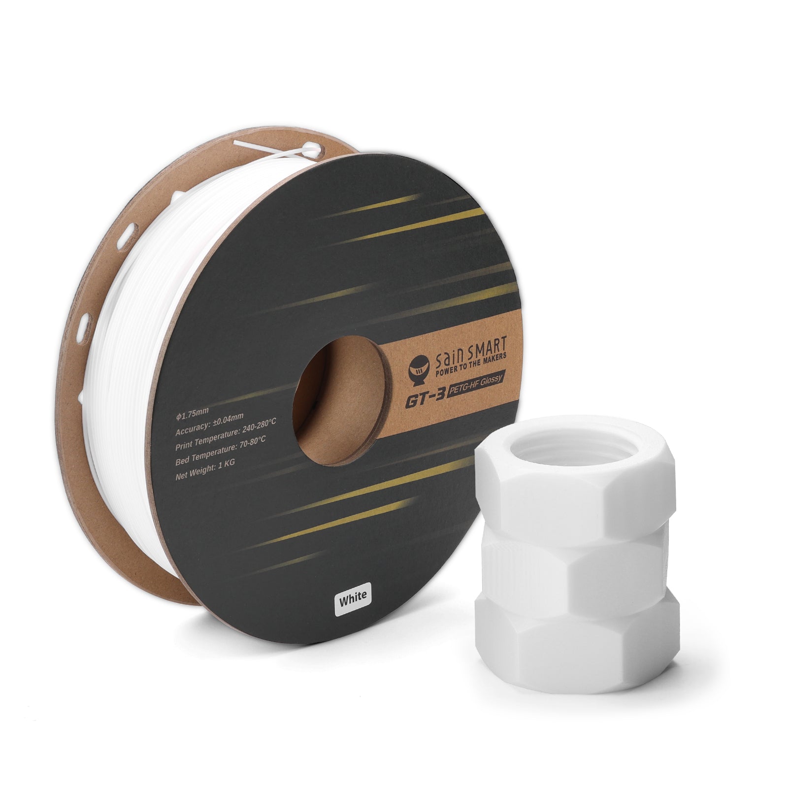 GT-3 High Speed PETG Filament, Glossy, 1.75mm, +/-0.04mm, 1KG, Black White Transparent