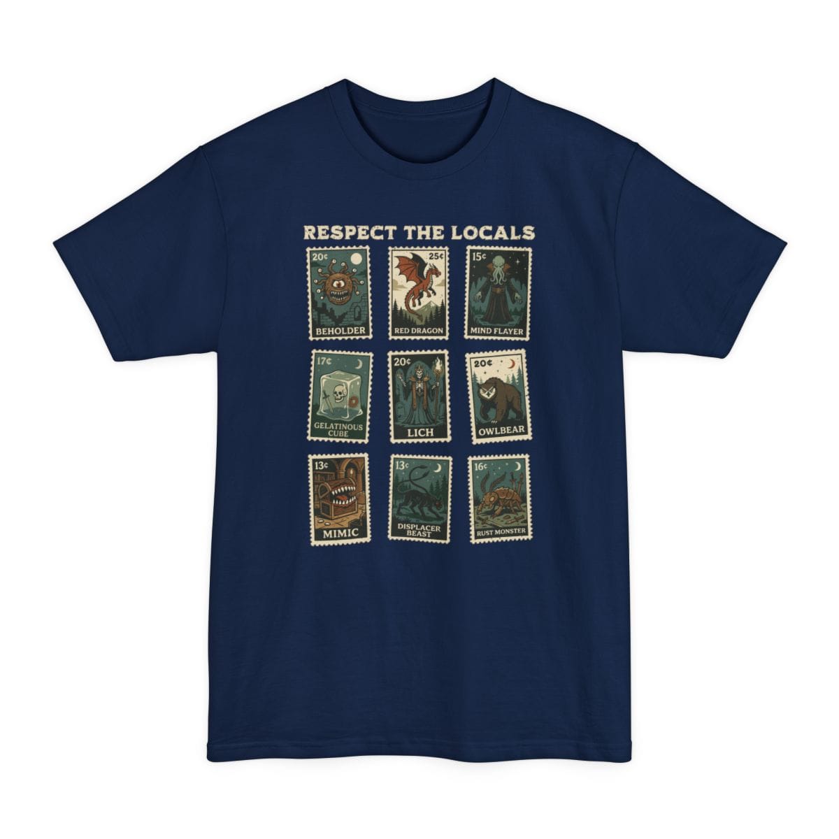 D&D Monsters Respect the Locals Stamp Tall T-Shirt