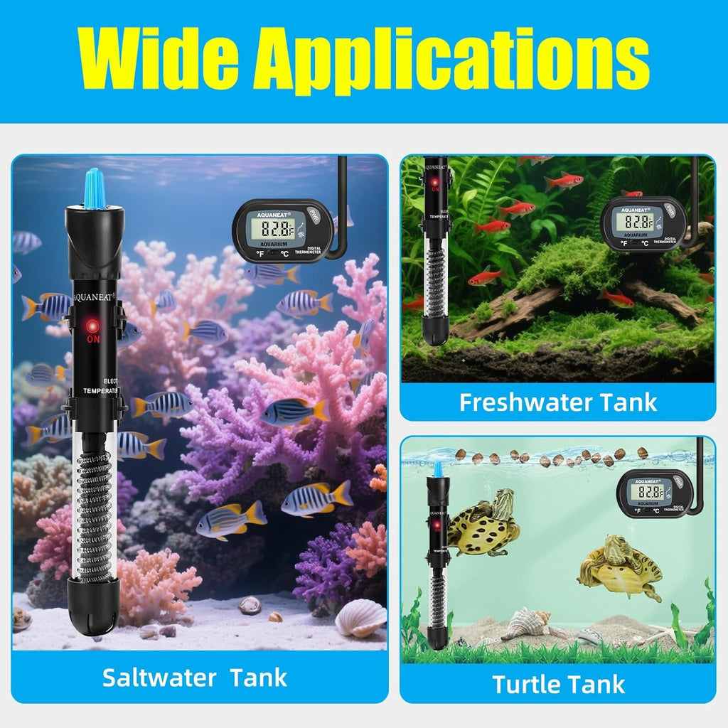Aquarium Heater 25W-300W Adjustable Submersible Thermometer