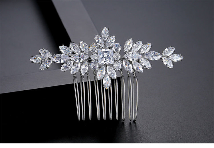 S925 Pure Silver Moissanite Fashionable New Bride Hair Comb Light Luxury Headwear