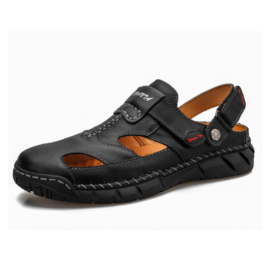 Mens Trendy Large-size Sandals With Velcro And Stitched Detailing