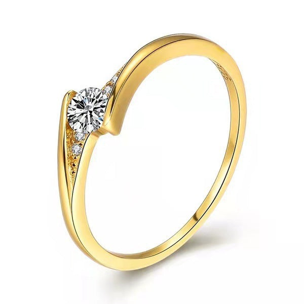 Mens Gold Alloy Round Engagement Ring