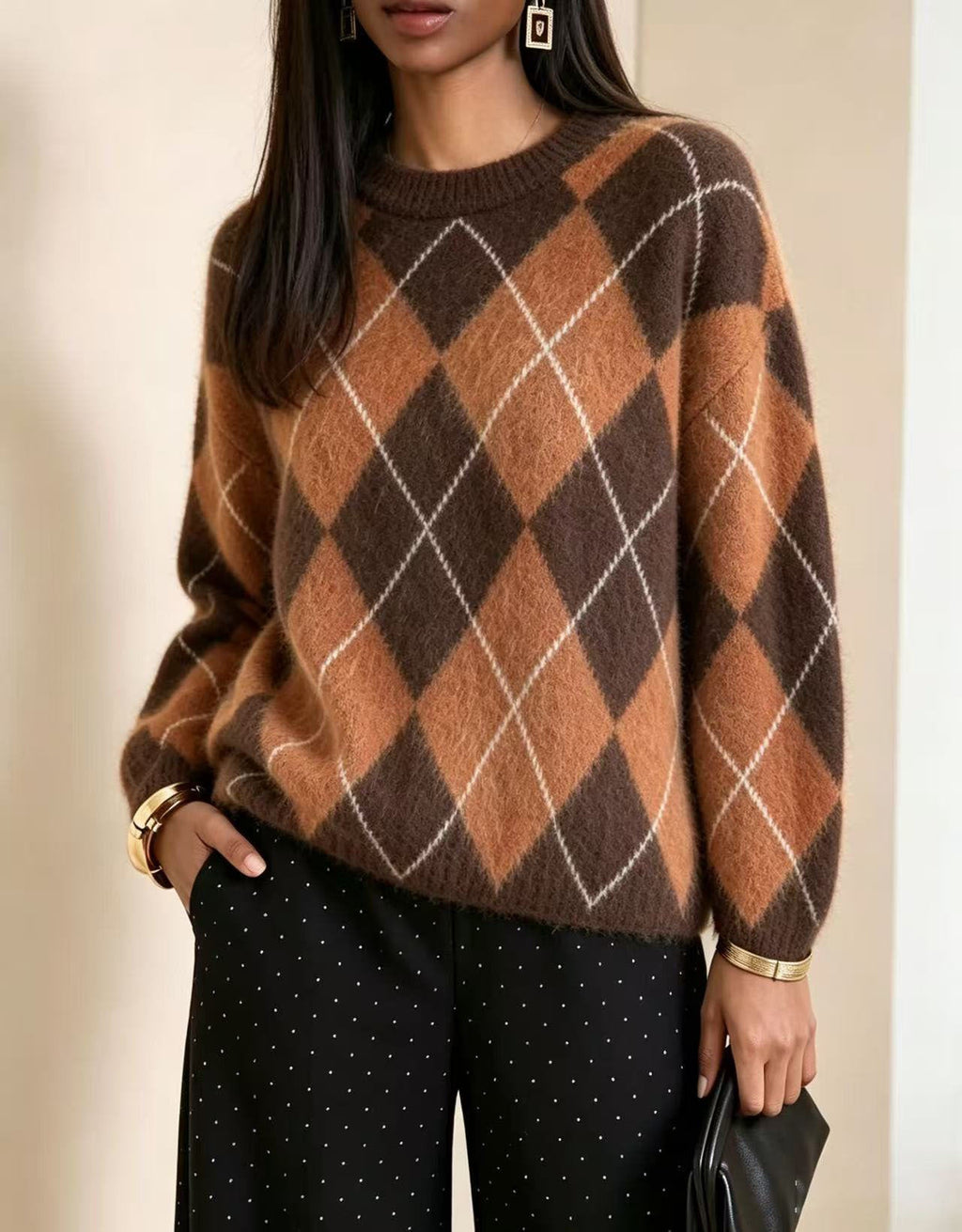 Women's Loose-fitting Mink Fur Crew-neck Sweater