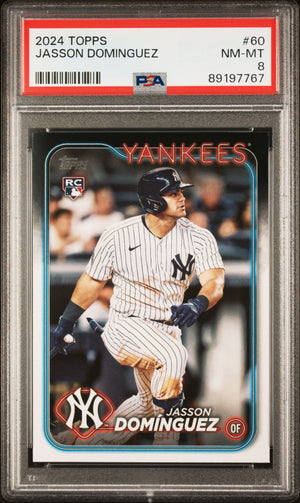Graded 2024 Topps Jasson Dominguez #60 Rookie RC Baseball Card PSA 8 Near Mint