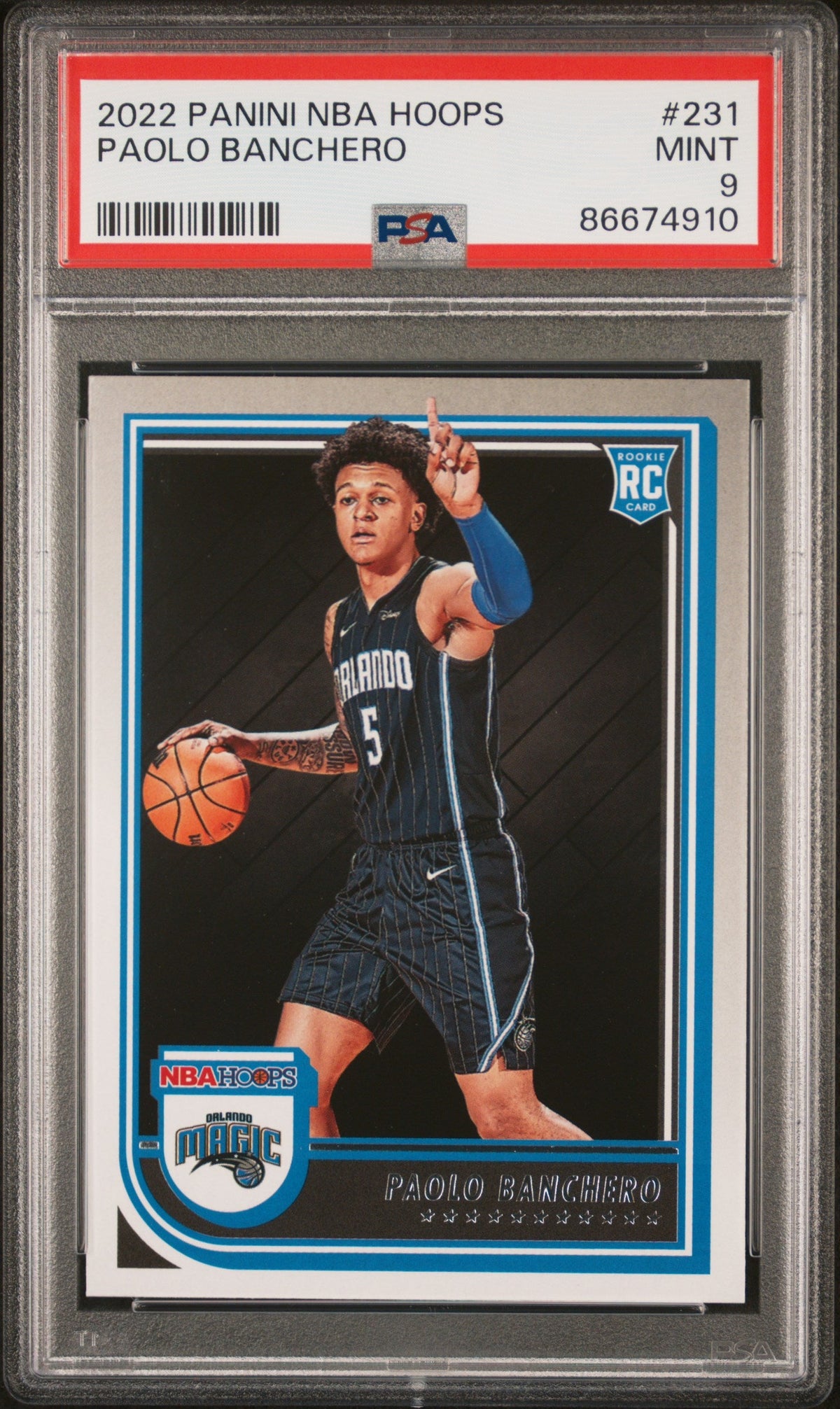 Graded 2022 Panini NBA Hoops Paolo Banchero #231 Rookie RC Basketball Card PSA 9 Mint
