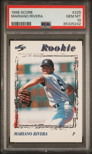 Graded 1996 Score Mariano Rivera #225 Rookie RC Baseball Card PSA 10 Gem Mint