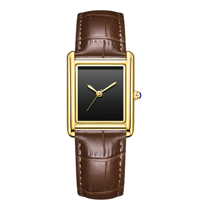 Couple Leather Watch Strap Simple Square Student's Watch Waterproof
