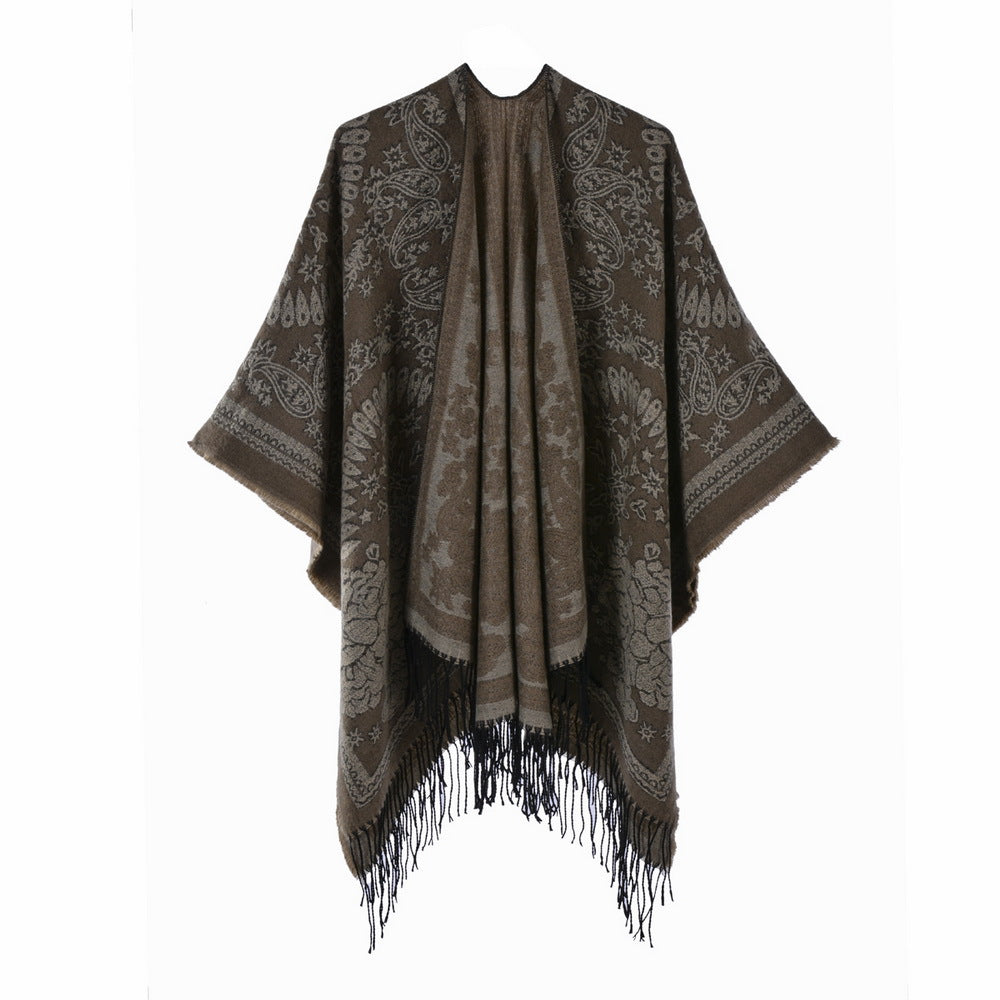 Tasseled Thickened Warm Faux-cashmere Shawl