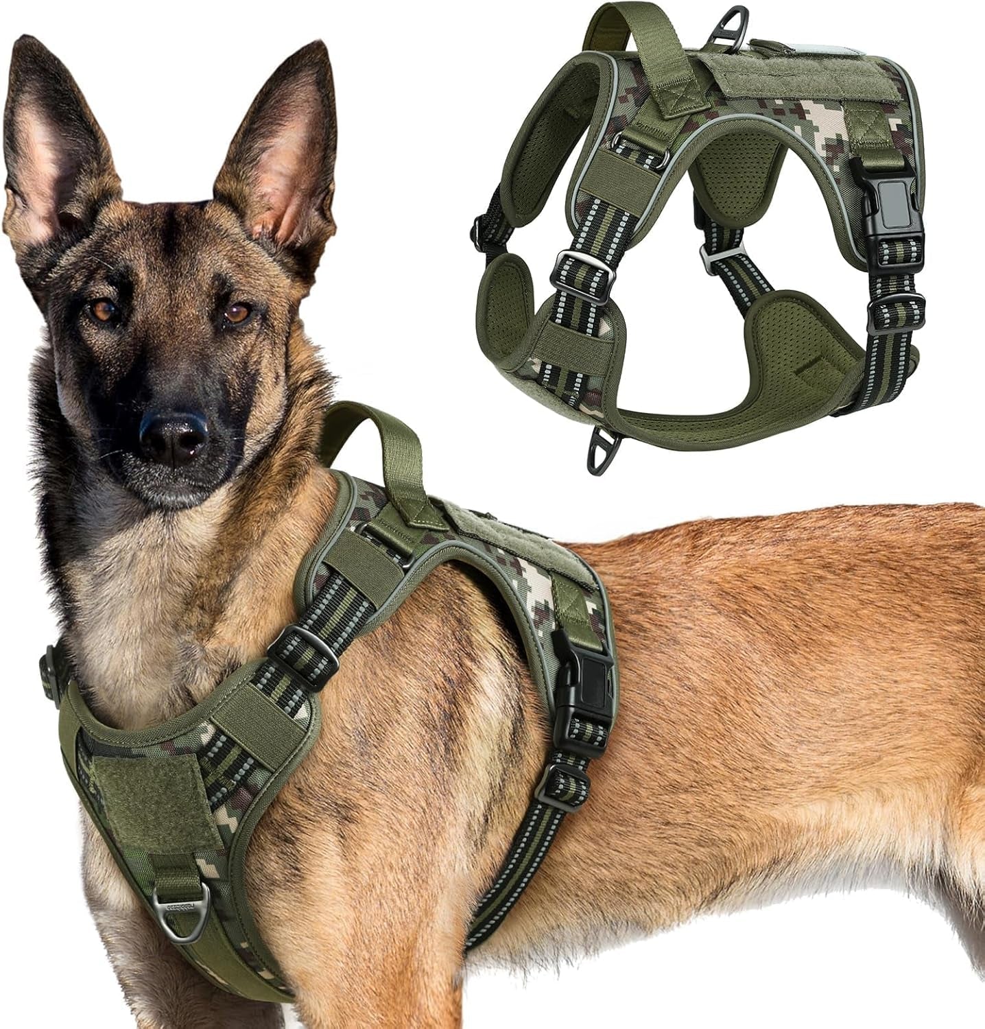 No-Pull Tactical Dog Harness MOLLE Vest for Medium & Large Dogs