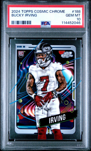 Graded 2024 Topps Cosmic Chrome Bucky Irving #188 Rookie RC Football Card PSA 10 Gem Mint