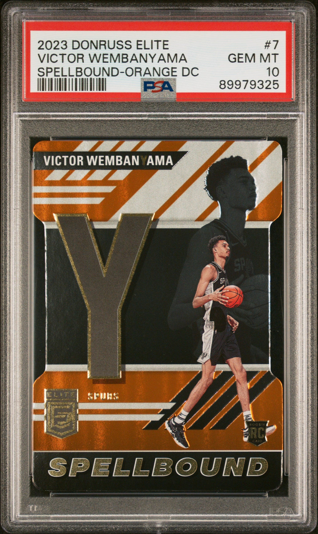 Graded 2023 Panini Donruss Elite Victor Wembanyama #7 Spellbound Orange DC Rookie RC Basketball Card PSA 10 Gem Mint