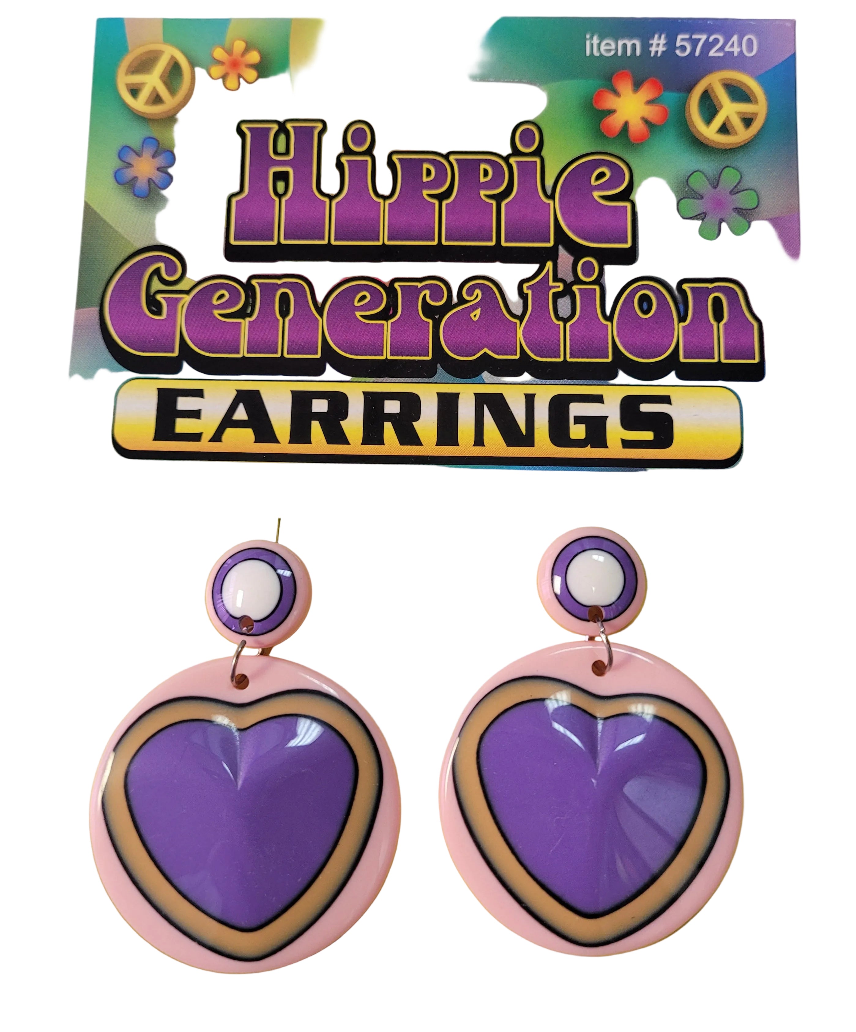 Hippie 60's Mod Generation Earrings Plastic