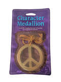 Character Medallion Gold Peace Sign Necklace