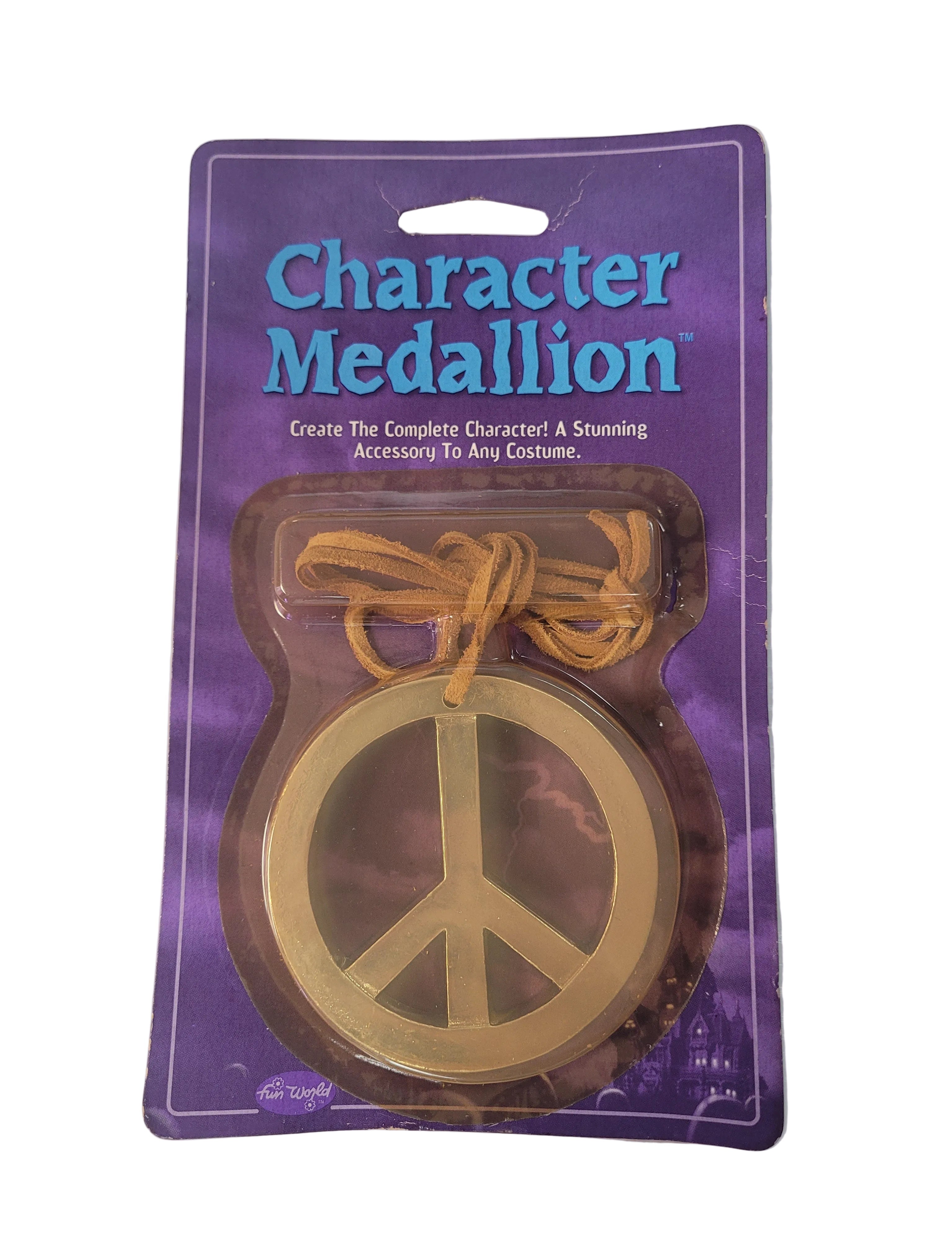 Character Medallion Gold Peace Sign Necklace