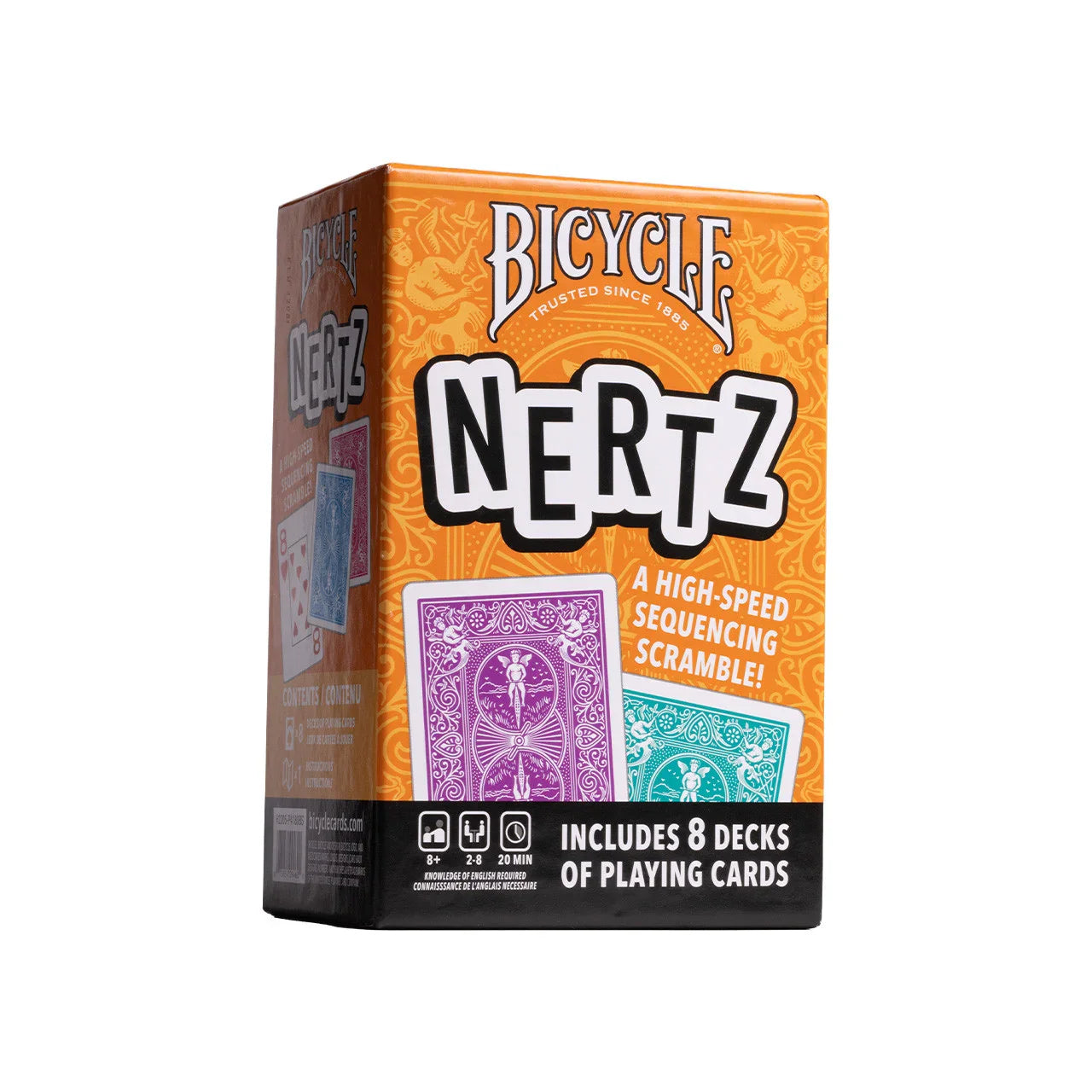 Bicycle Nertz Game Pack – 8 Color Rider Back Jumbo Deck Set