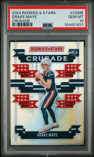 Graded 2024 Panini Rookies & Stars Drake Maye #CDME Crusade Rookie RC Football Card PSA 10 Gem Mint