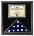 Premium USA-Made Solid wood 4x6 flag and certificate display case  Black Finish