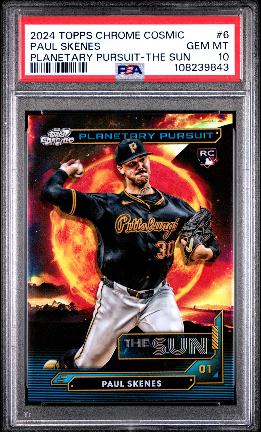Graded 2024 Topps Chrome Cosmic Paul Skenes #6 Planetary Pursuit The Sun Rookie RC Baseball Card PSA 10 Gem Mint