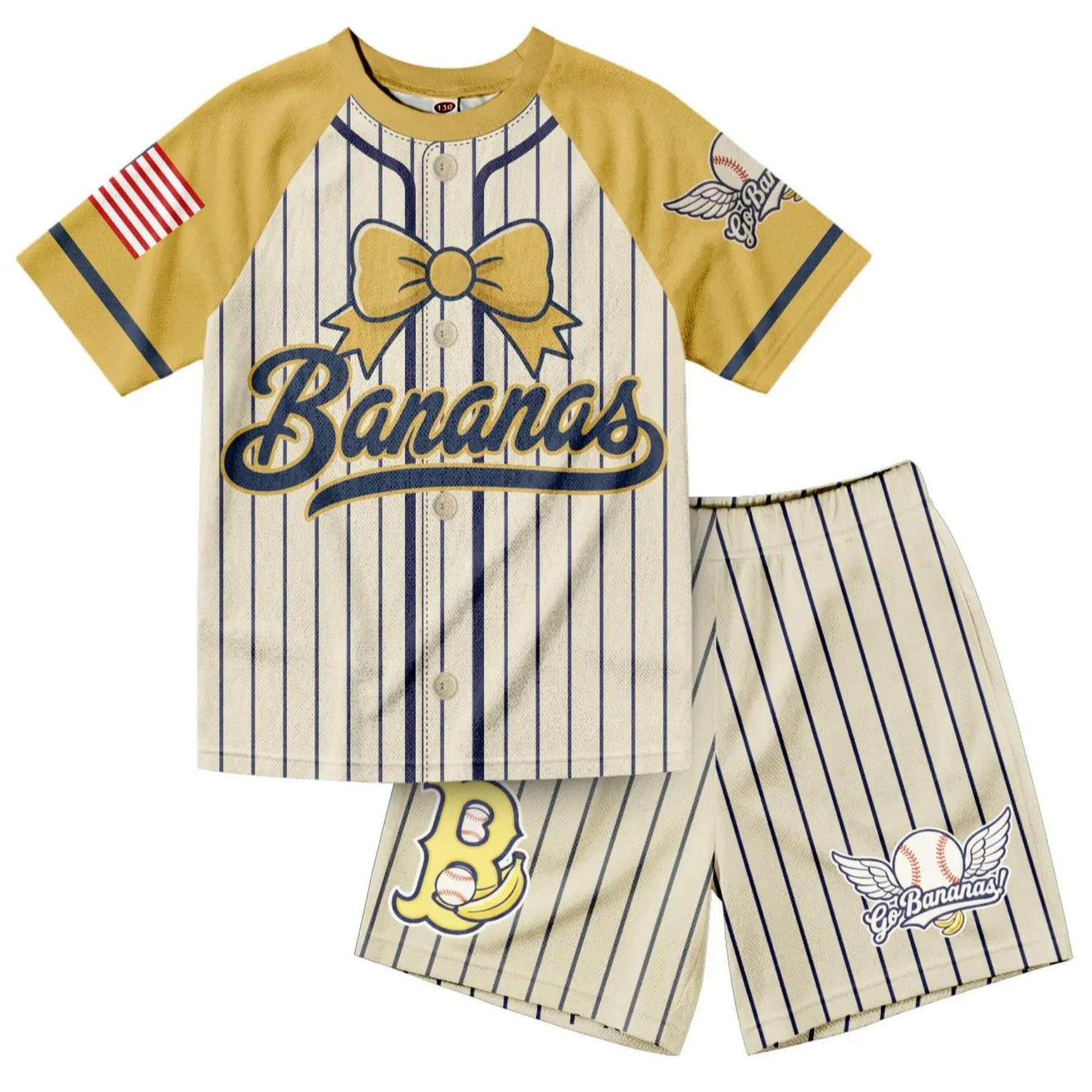 Funny Dabbing Banana USA Flag Baseball Set