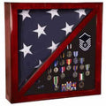 Cherry Flag and Medal Display Case Premium Wood.