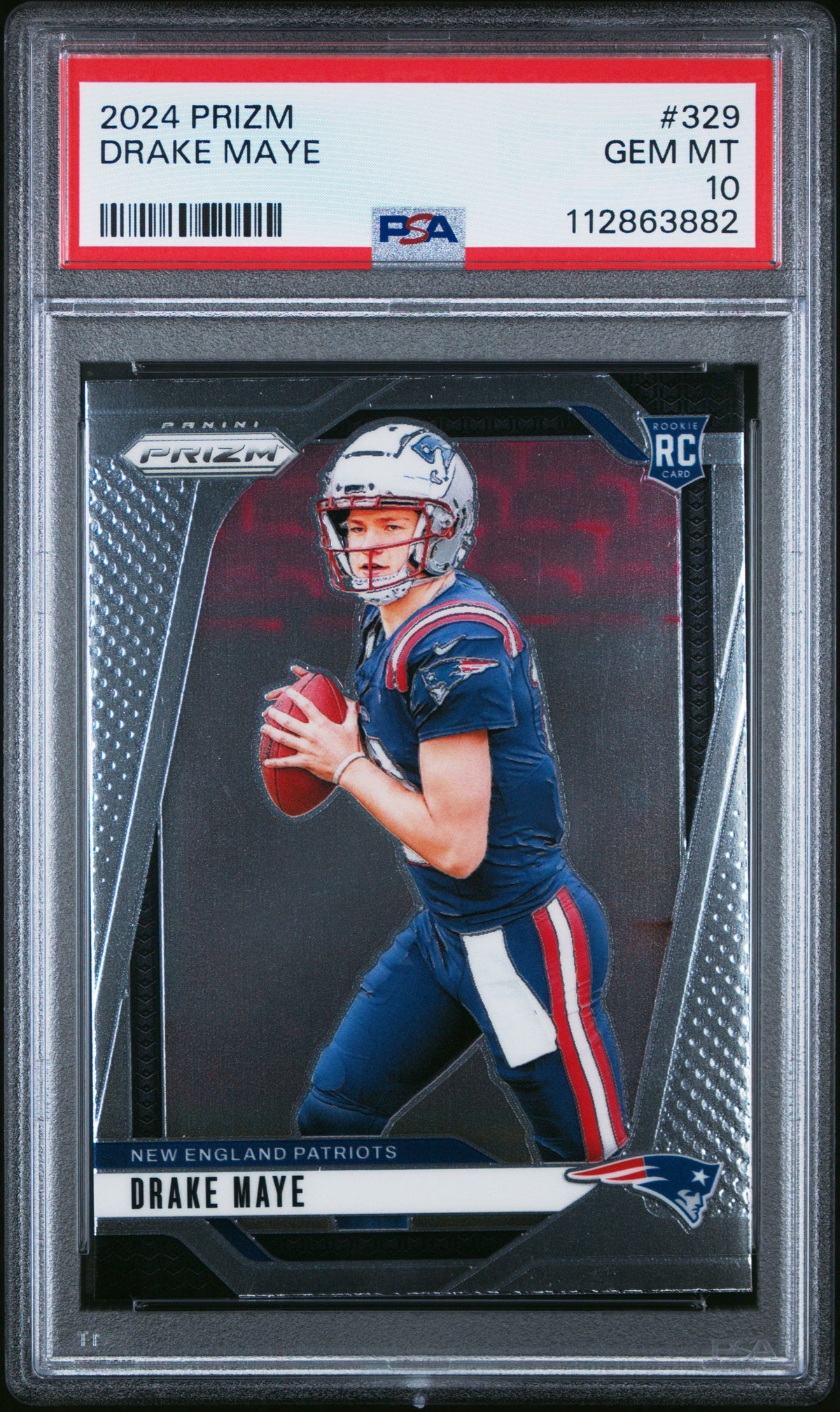 Graded 2024 Panini Prizm Drake Maye #329 Rookie RC Football Card PSA 10 Gem Mint