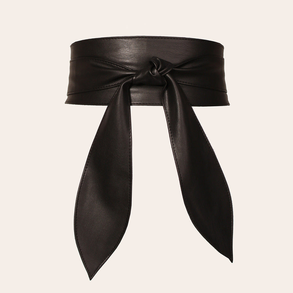 Amazon Cross-border Women's Wide Waist Cover Soft All-match Elegant Bow Ribbon Super Long In Stock Tie Belt