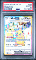 Graded 2024 PKM SSP EN Surging Sparks Pikachu Ex #219 Ultra Rare Trading Card Game PSA 10 Gem Mint