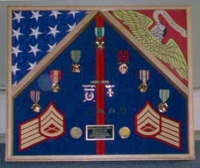 Flag Connections Marine Corps, 2 Flag Shadow Box Display Case - Oak