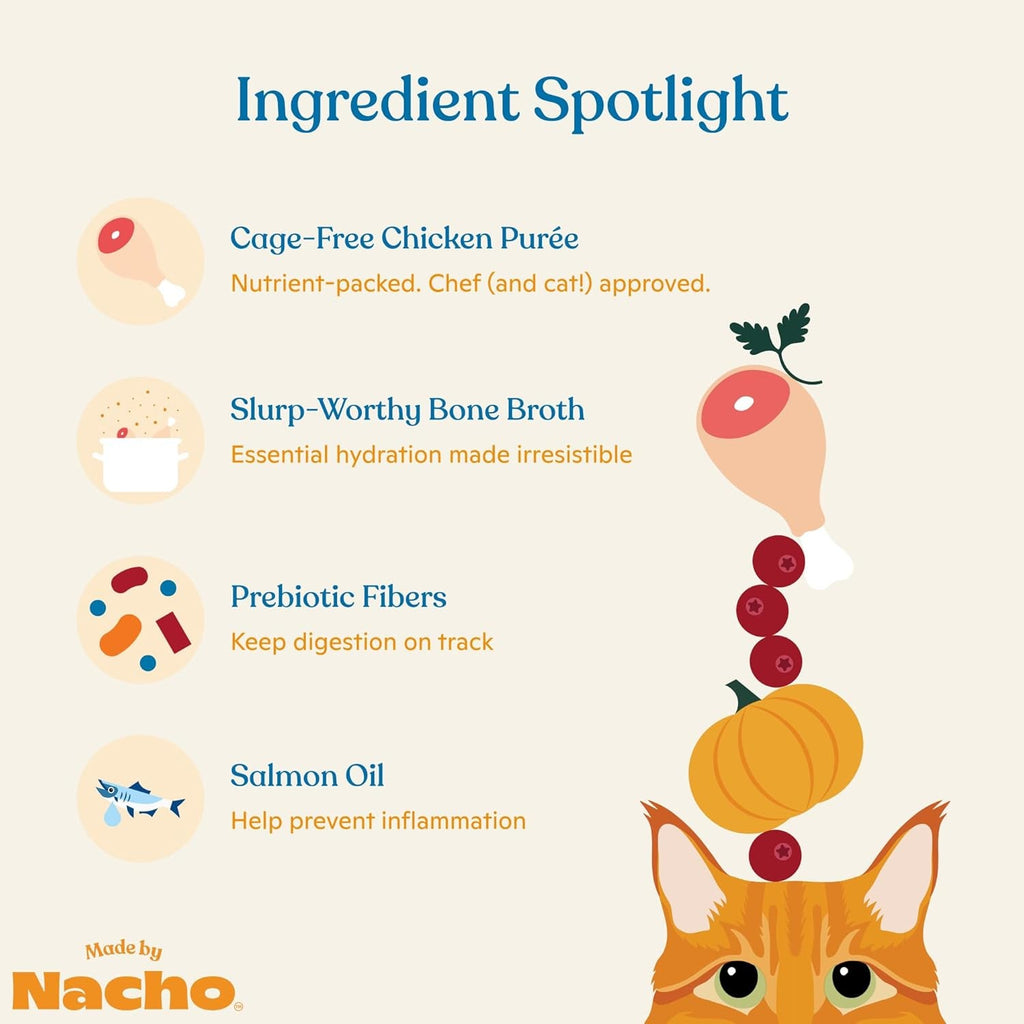 Grain Free Cat Food Topper Digestive Support Chicken Puree 18 Pack