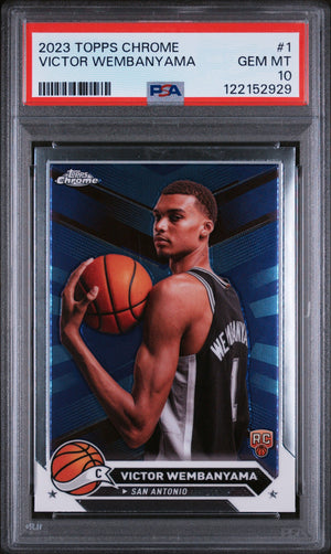 Graded 2023 Topps Chrome Victor Wembanyama #1 Rookie RC Basketball Card PSA 10 Gem Mint
