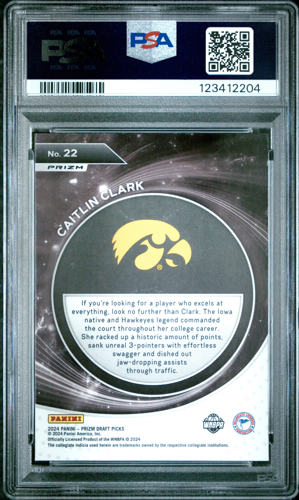 Graded 2024 Panini Prizm Draft Picks Caitlin Clark #22 Student Orientation Ice Rookie RC Basketball Card PSA 10 Gem Mint