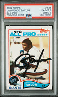 Graded 1982 Topps Lawrence Taylor #434 Rookie RC Signed Football Card PSA 6 Card - Auto Grade 9