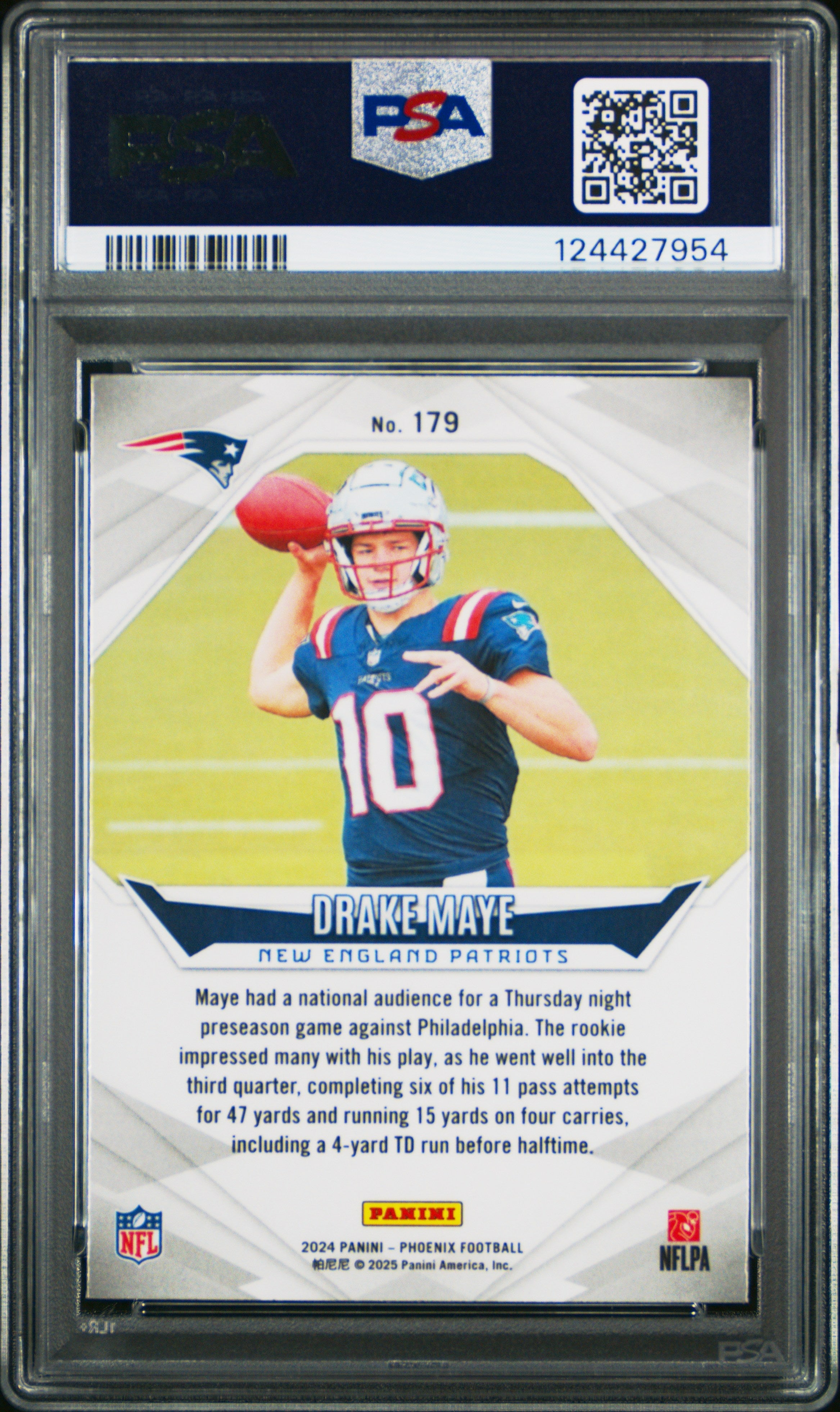 Graded 2024 Panini Phoenix Drake Maye #179 Rookie RC Football Card PSA 10 Gem Mint