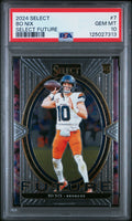 Graded 2024 Panini Select Bo Nix #7 Select Future Rookie RC Football Card PSA 10 Gem Mint