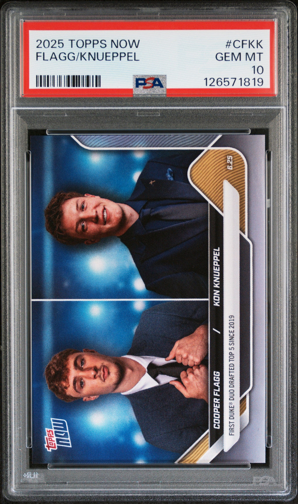 Graded 2025 Topps Now Cooper Flagg/Kon Knueppel #CFKK Rookie RC Basketball Card PSA 10 Gem Mint