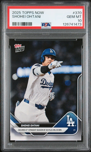 Graded 2025 Topps Now Shohei Ohtani #370 Baseball Card PSA 10 Gem Mint