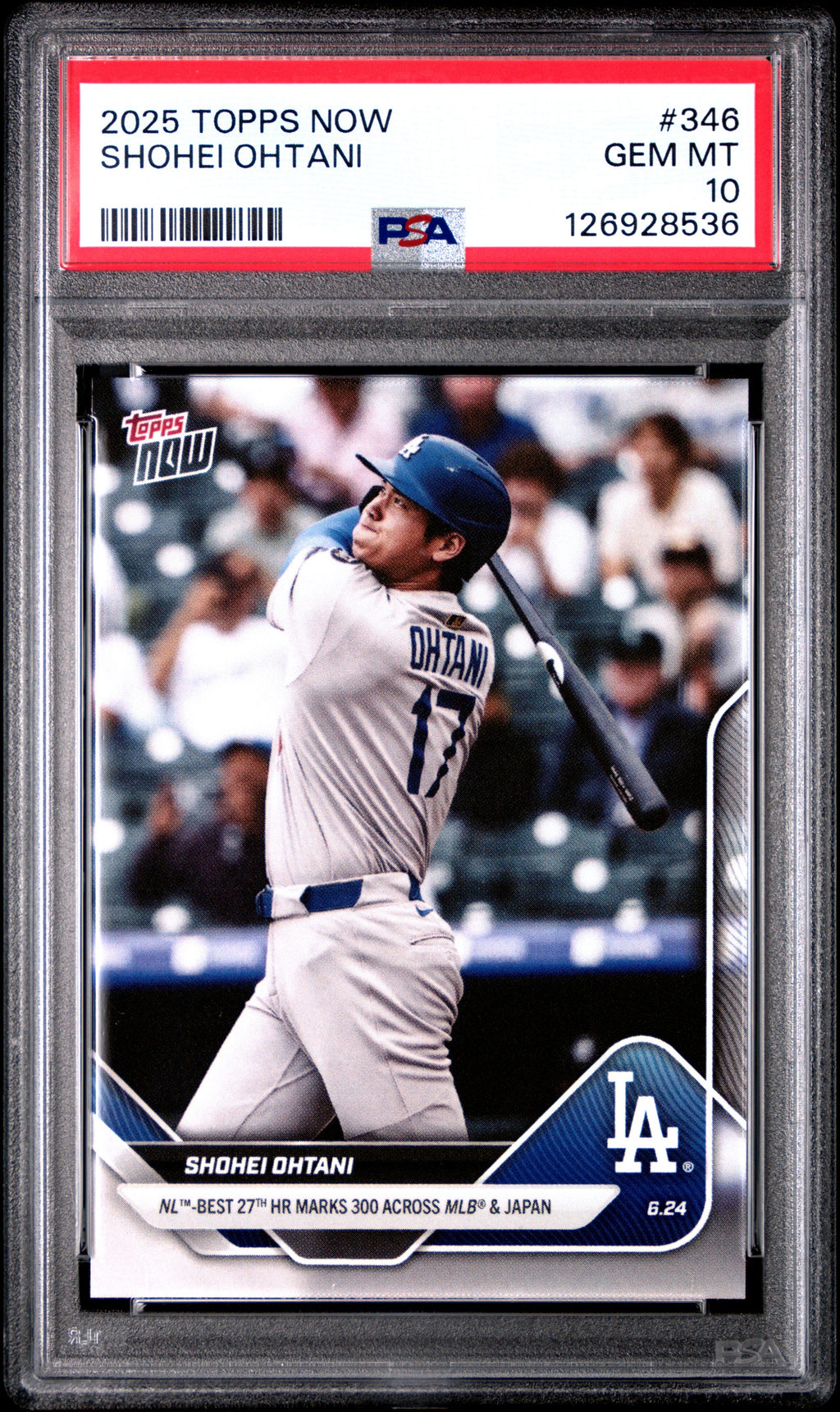 Graded 2025 Topps Now Shohei Ohtani #346 Baseball Card PSA 10 Gem Mint