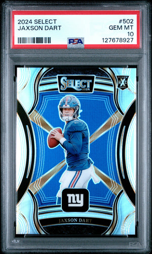 Graded 2024 Panini Select Jaxson Dart #502 XRC Silver Prizm Rookie RC Football Card PSA 10 Gem Mint