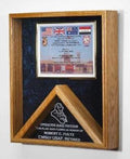 Flag and Certificate Case and flag frame with Laser Engraved Emblem