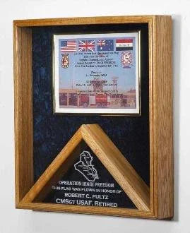 Flag case - Shadow Box With Walnut Or Oak Wood Finish Case