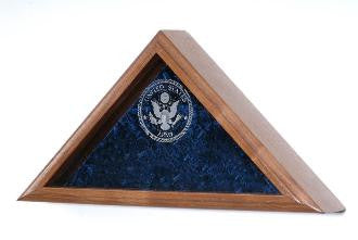 Burial Military Flag Display Case, Shadow Box - Mahogany