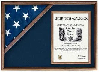 Flag and Military Insignia Display Case - Oak