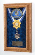 Single Medal Display Case, Wood Awards Display Case - Oak