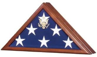 Presidential Flag Display Case Engraved Seal With Cherry Wood