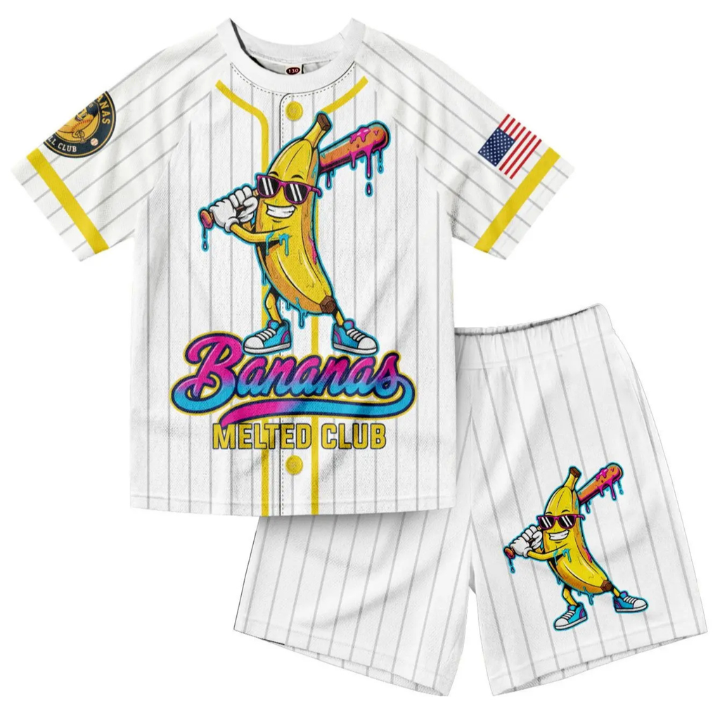 Funny Dabbing Banana USA Flag Baseball Set