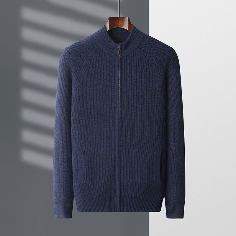 Men's Half Turtleneck Zipper Cardigan Thickened Jacket Casual