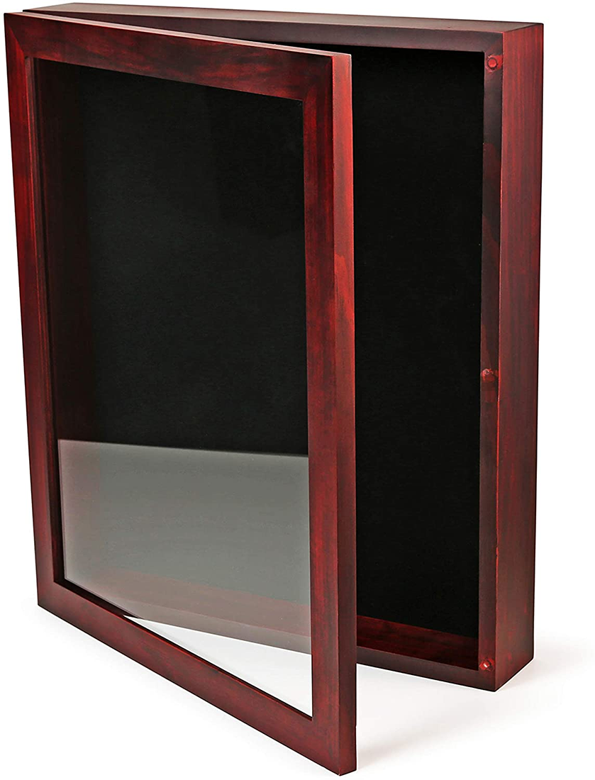 12x15x2 Shadow Box Display Case | Magnetically Opens and Closes like a Door - Real Wood, Strong Glass