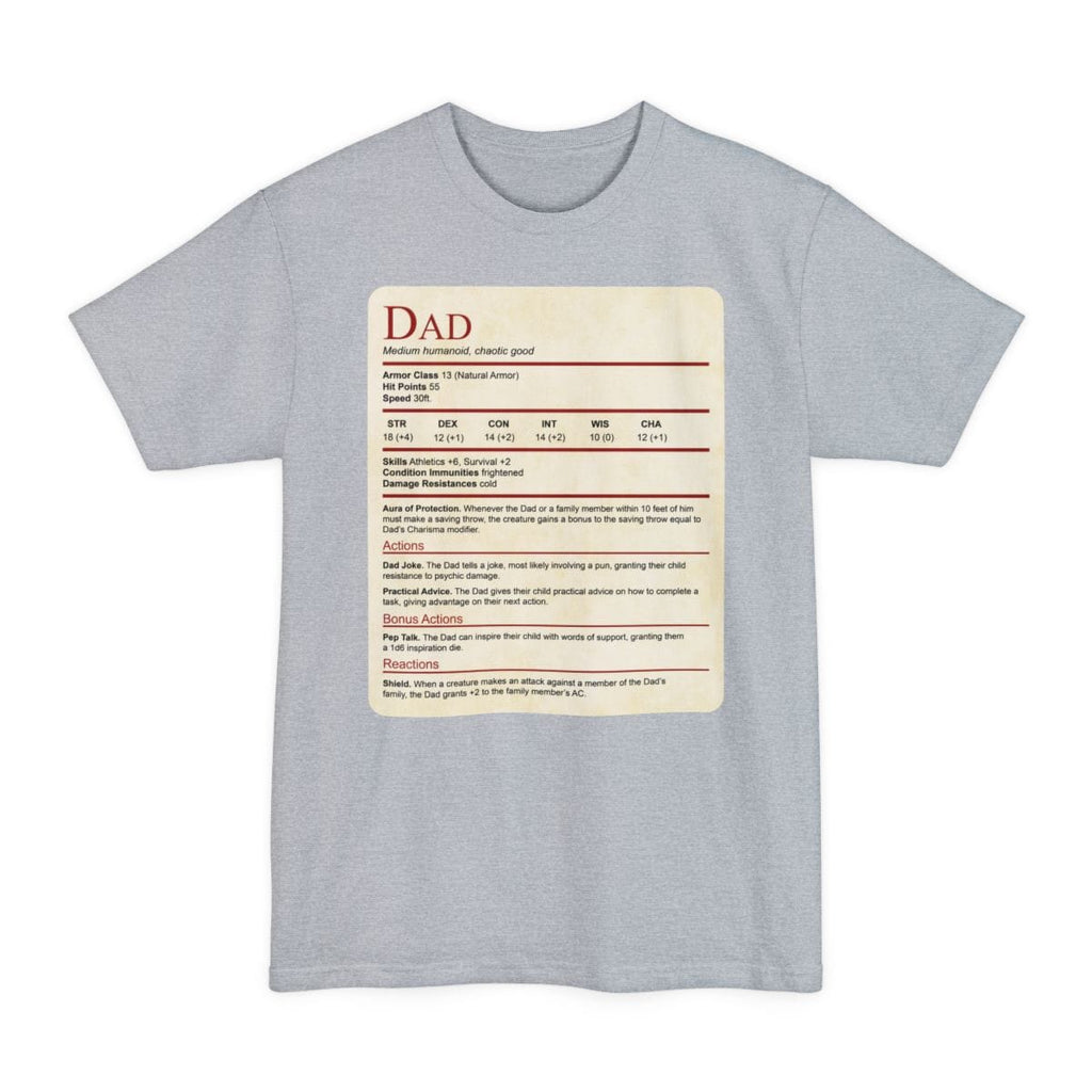D&D Dad Tall T-Shirt With Stat Block