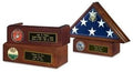 Veteran Flag Case and Pedestal With Medallion - Cherry