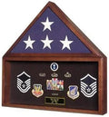 Large Flag and Memorabilia Display Cases - Cherry Case fit for a 5x9.5 flag